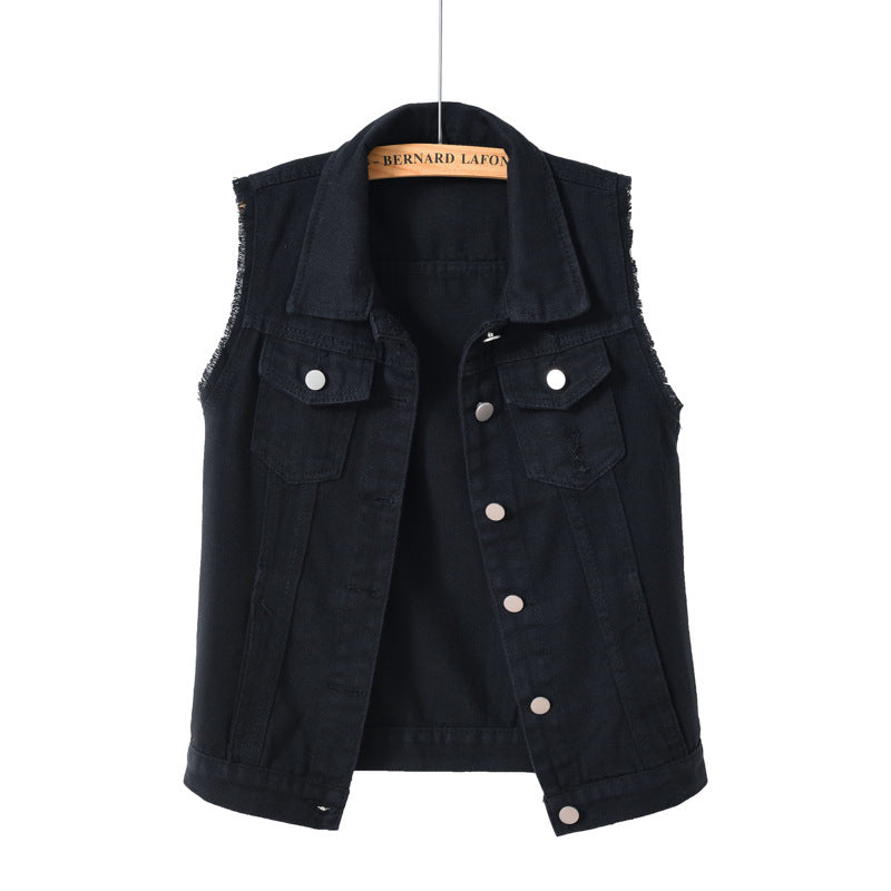 Damen lässige Jeans-Weste mit praktischen Taschen und stylischem Design Drune