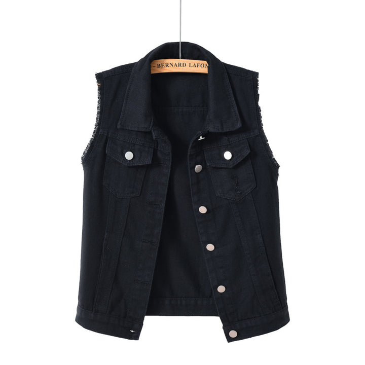 Damen lässige Jeans-Weste mit praktischen Taschen und stylischem Design Drune