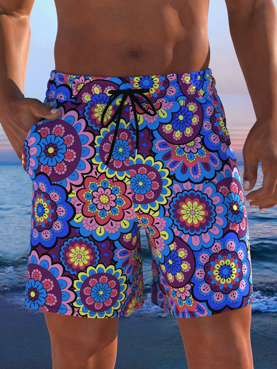 Herren Badeshorts mit animalischem Muster und elastischem Bund Drune