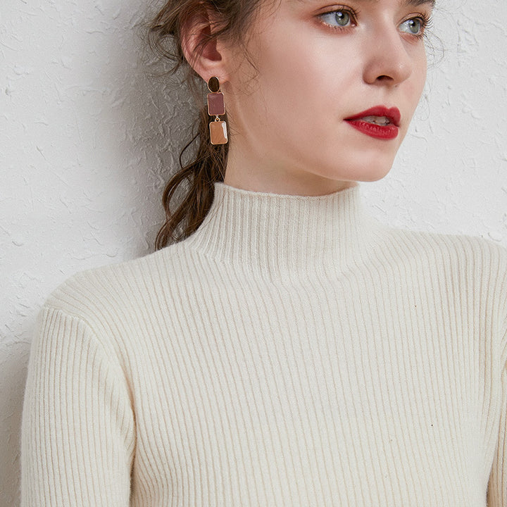 Damen Figurbetonter Feinstrick-Rollkragenpullover mit extrafeiner Rippenstruktur und kaschmirweicher Haptik Drune