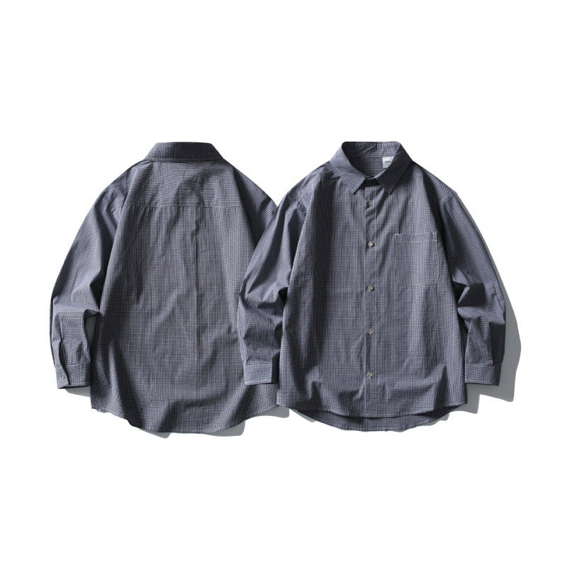 Herren Locker geschnittenes Oversize-Hemd mit feinem Vichy-Karo, Brusttasche und abgerundetem Saum Drune