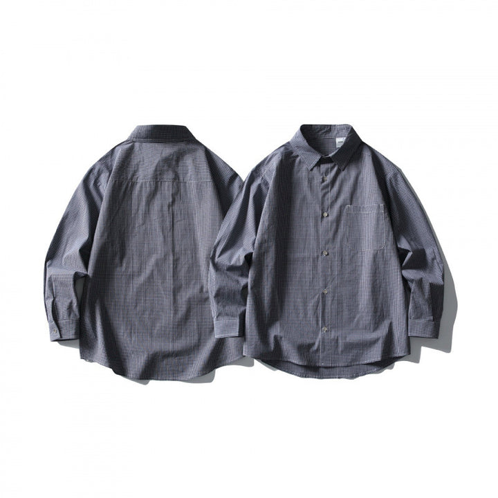 Herren Locker geschnittenes Oversize-Hemd mit feinem Vichy-Karo, Brusttasche und abgerundetem Saum Drune