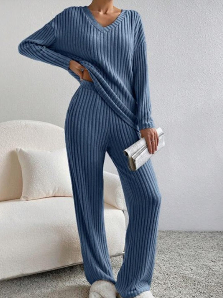 Damen Relaxed Loungewear-Set mit Rippenstruktur Drune