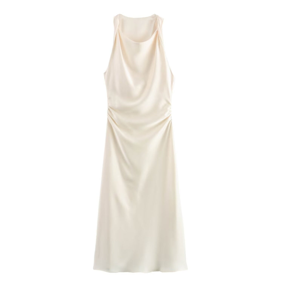 Damen elegantes Sommerkleid mit fließendem Schnitt und charmanten Rüschendetails Drune
