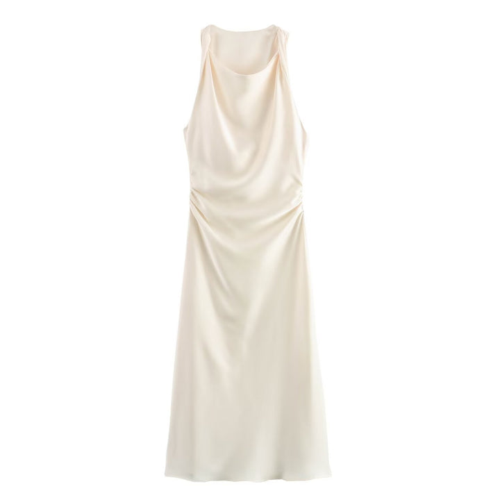 Damen elegantes Sommerkleid mit fließendem Schnitt und charmanten Rüschendetails Drune