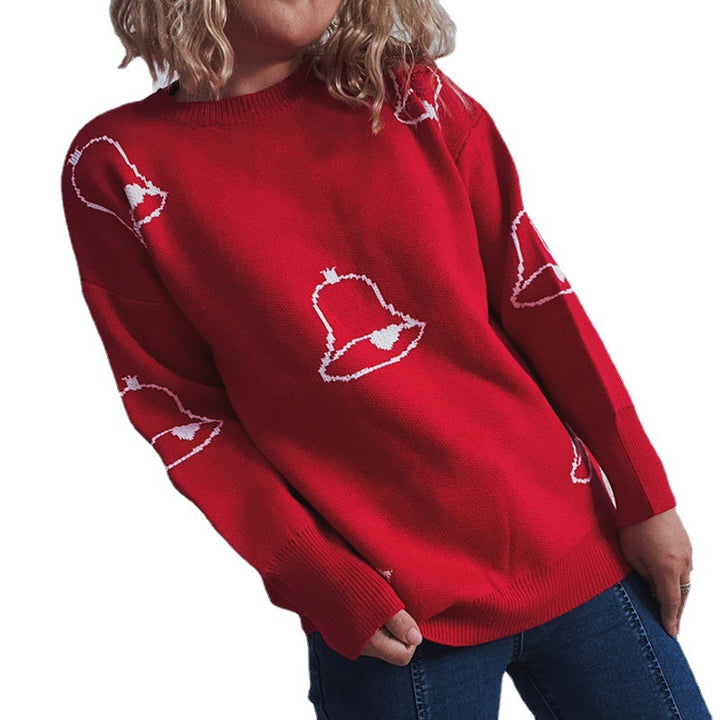 Damen Festlicher Pullover mit fröhlichem Glockenmotiv und lässigem Schnitt Drune