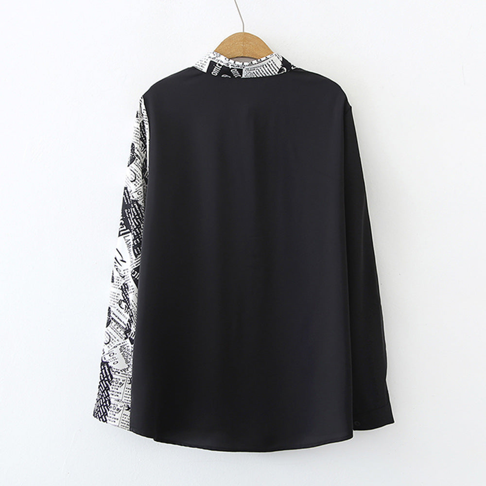 Damen Modische Bluse mit kreativem Druck Drune