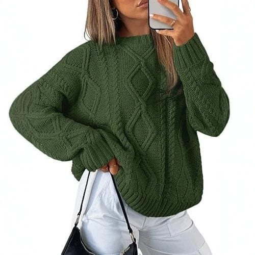 Damen Grobstrickpullover im Zopfmuster mit lässigem Oversize-Schnitt Drune