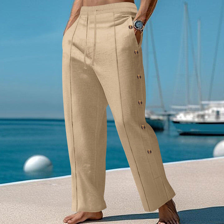 Herren Elegante Freizeithose mit verstellbarem Bund und praktischen Druckknöpfen Drune