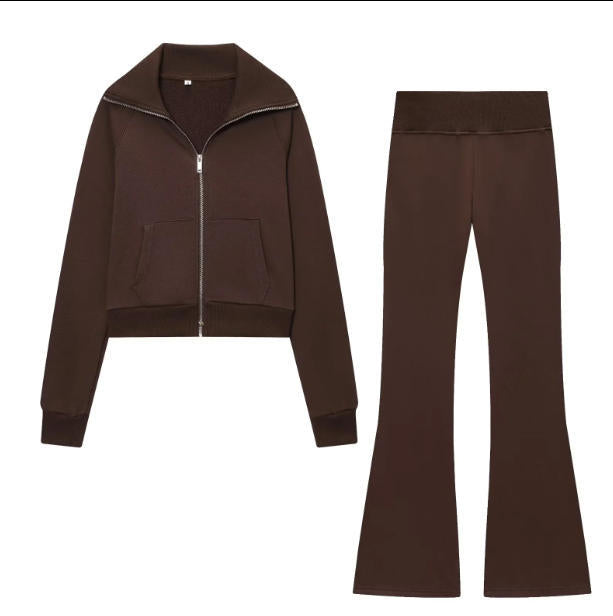 Damen 600+ hochtaillierte ausgestellte Jersey‑Hose mit Stretchbund Drune