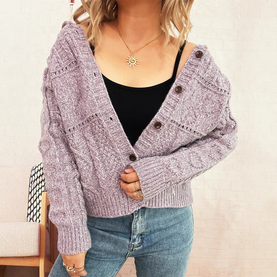 Damen Strickjacke mit strukturiertem Zopfdesign und eleganten Knopfdetails Drune