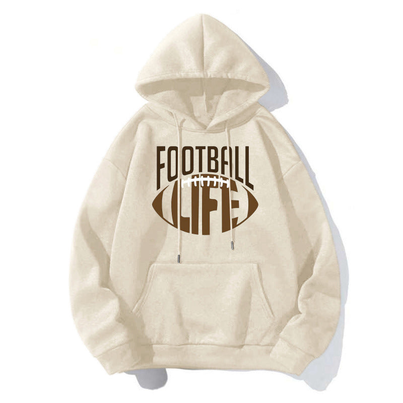 Damen Sportlicher Kapuzenpullover mit Football-Motiv Drune