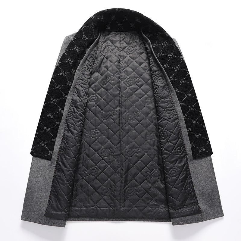 Herren Eleganter einreihiger Wollmix-Übermantel mit schmaler Silhouette Drune