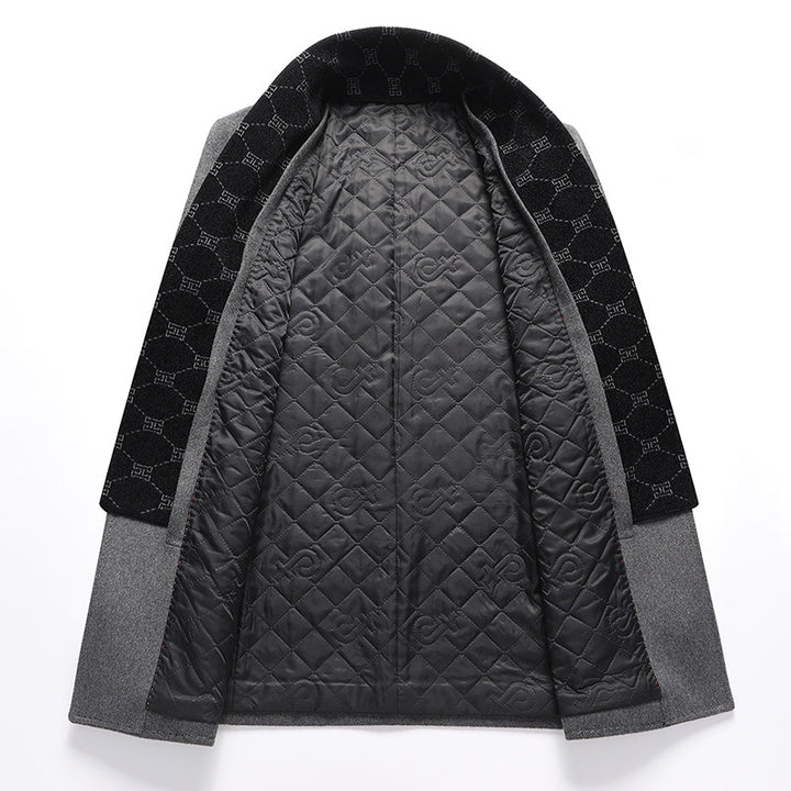 Herren Eleganter einreihiger Wollmix-Übermantel mit schmaler Silhouette Drune