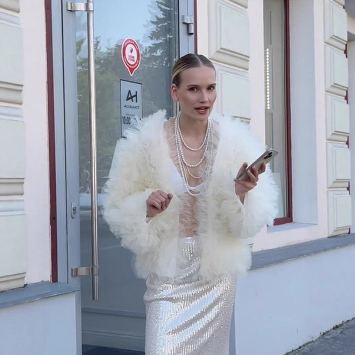 Damen Voluminöse Tülljacke Drune