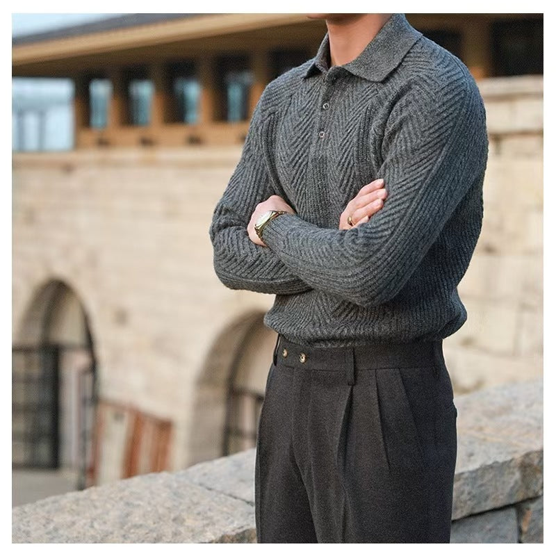 Herren Modischer Strickpullover mit Steppmuster Drune