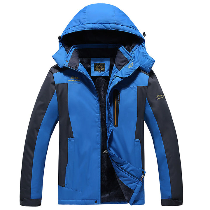 Herren isolierte Fleece-Layer Outdoorjacke mit abnehmbarer Kapuze und winddichter Außenhülle Drune