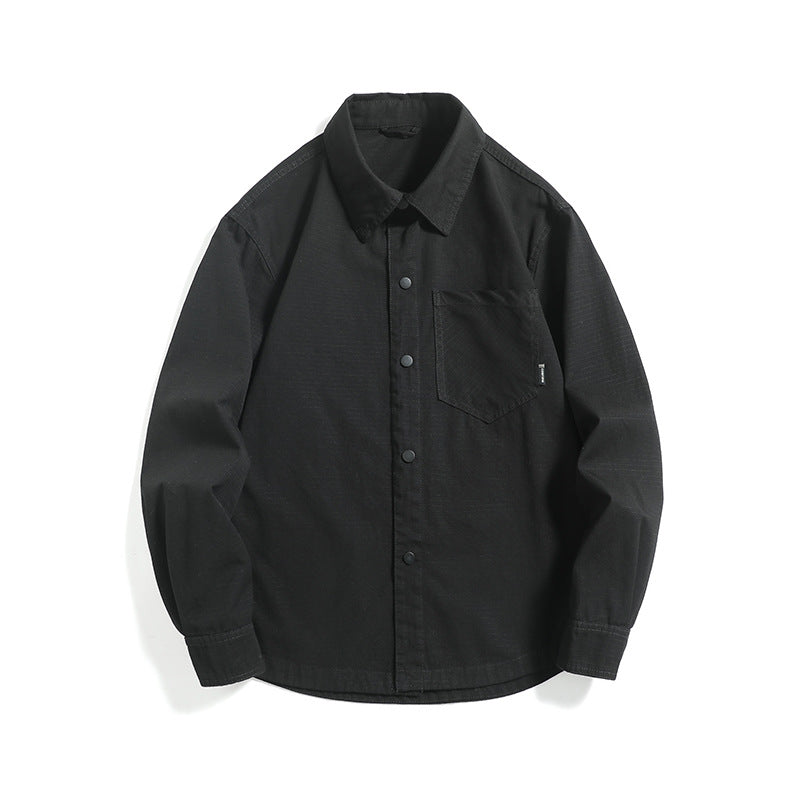 Herren Ripstop-Overshirt mit Druckknopfleiste, geradem Schnitt und Brusttasche Drune