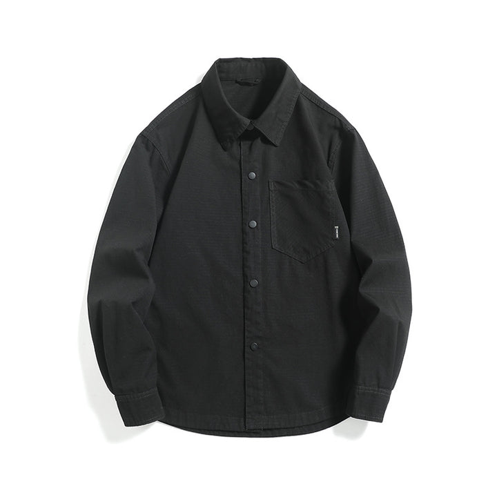 Herren Ripstop-Overshirt mit Druckknopfleiste, geradem Schnitt und Brusttasche Drune