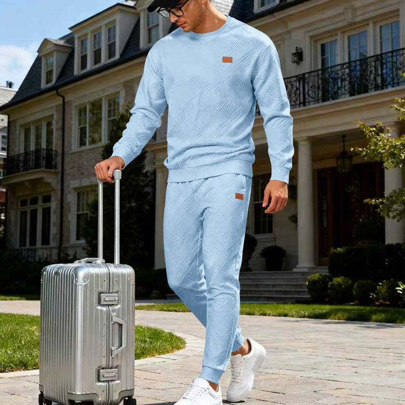 Herren Feinstrukturiertes Lounge-Set mit Rundhals-Pullover & schmaler Jogginghose Drune