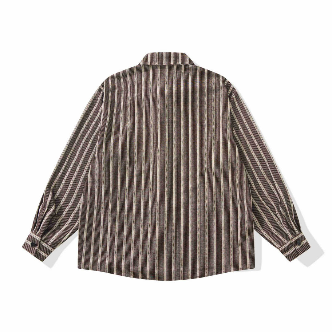 Damen Gestreifte Overshirt‑Hemdjacke mit Brusttasche Drune