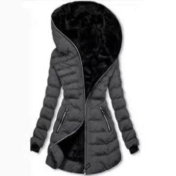 Damen gesteppte Winterjacke mit luxuriösem Futter und modischem hohem Kragen Drune