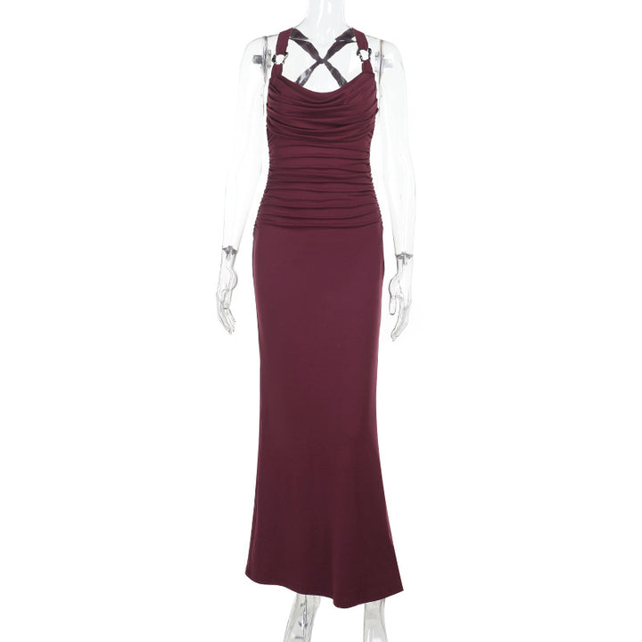 Damen Elegantes Maxikleid mit gerafftem Oberteil Drune