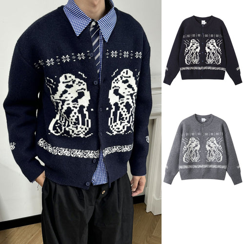 Damen Gemütlicher Grobstrickpullover mit grafischem Motiv Drune