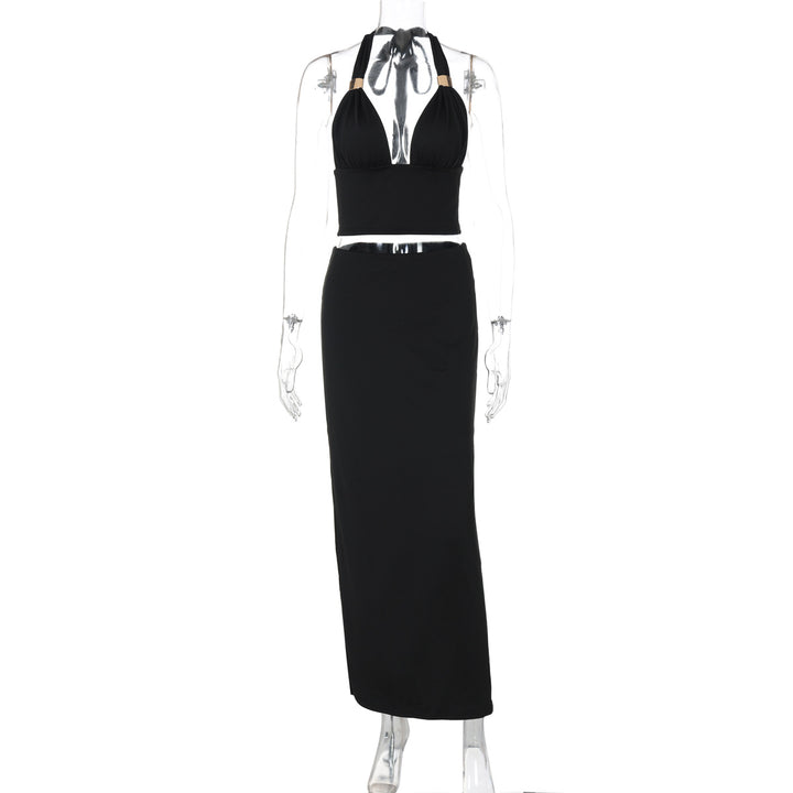 Damen Elegantes Zwei-Teiliges Set aus Crop-Top und Maxirock Drune