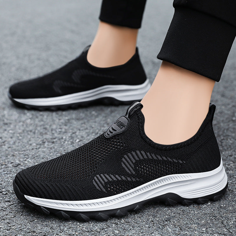 Damen nan nahtloser Strick-Slip-On Komfort-Sneaker mit elastischem Sockenschuh, stoßdämpfender EVA-Zwischensohle und griffiger Profilgummisohle Drune