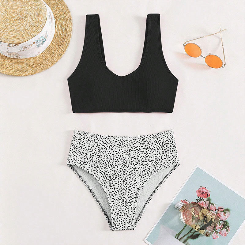 Damen Hochtailliertes Bikini-Set mit strukturiertem Oberteil Drune
