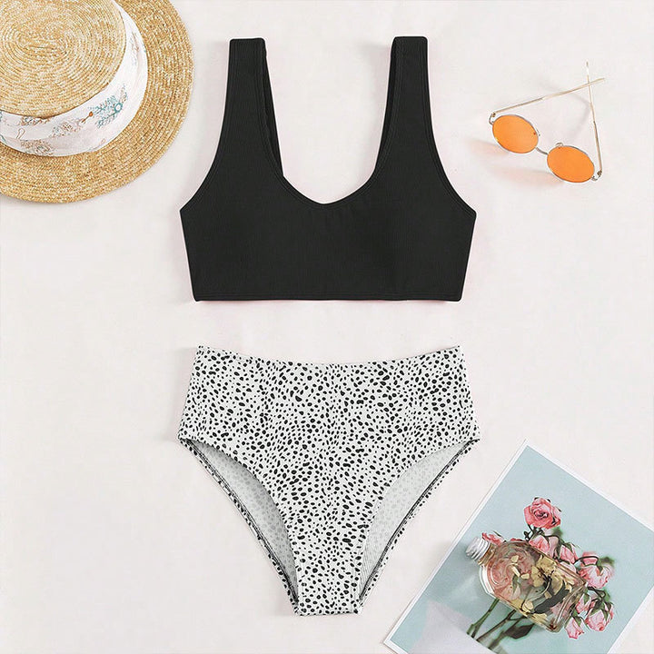 Damen Hochtailliertes Bikini-Set mit strukturiertem Oberteil Drune