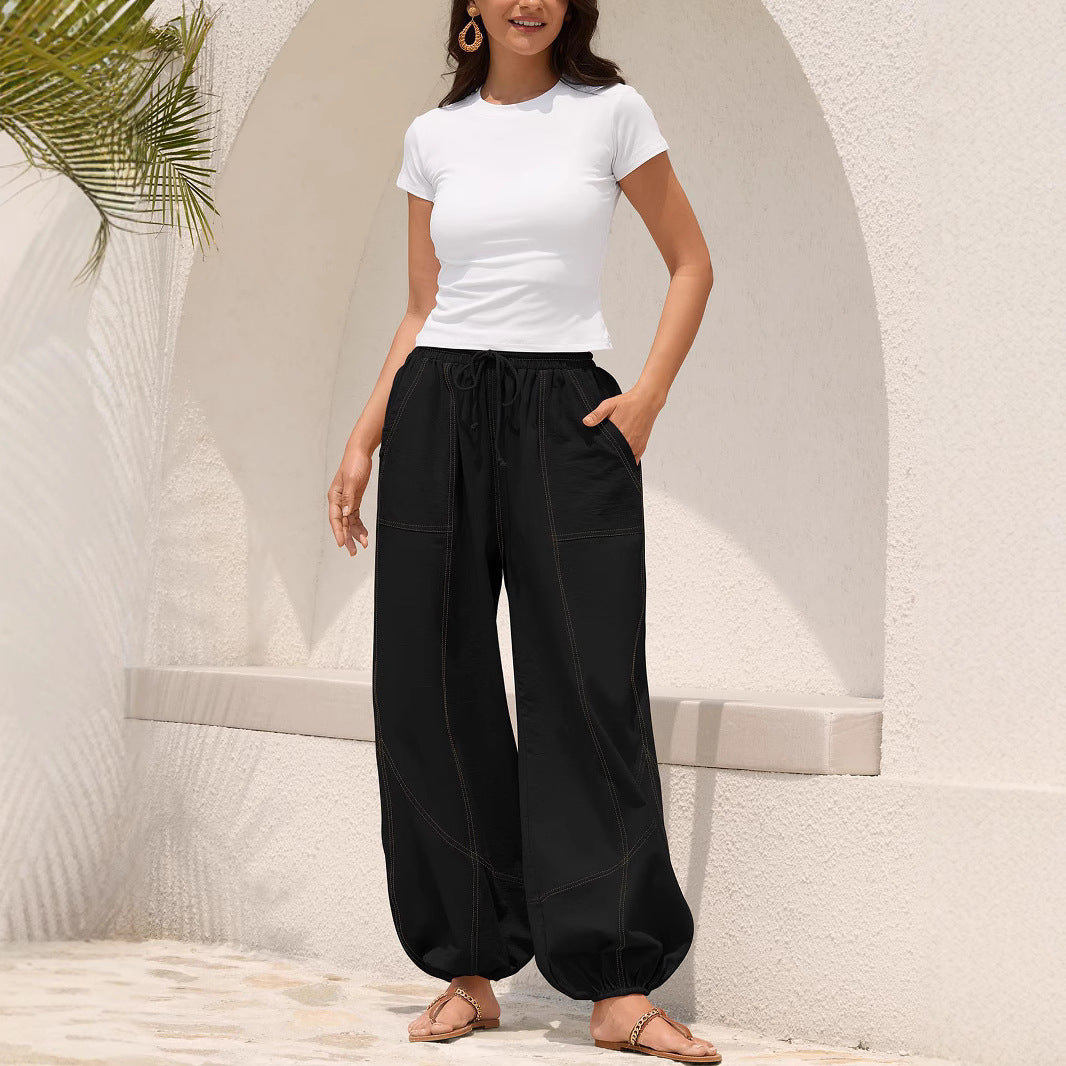 Damen Lässige Weitbein-Hose mit praktischen Taschen Drune