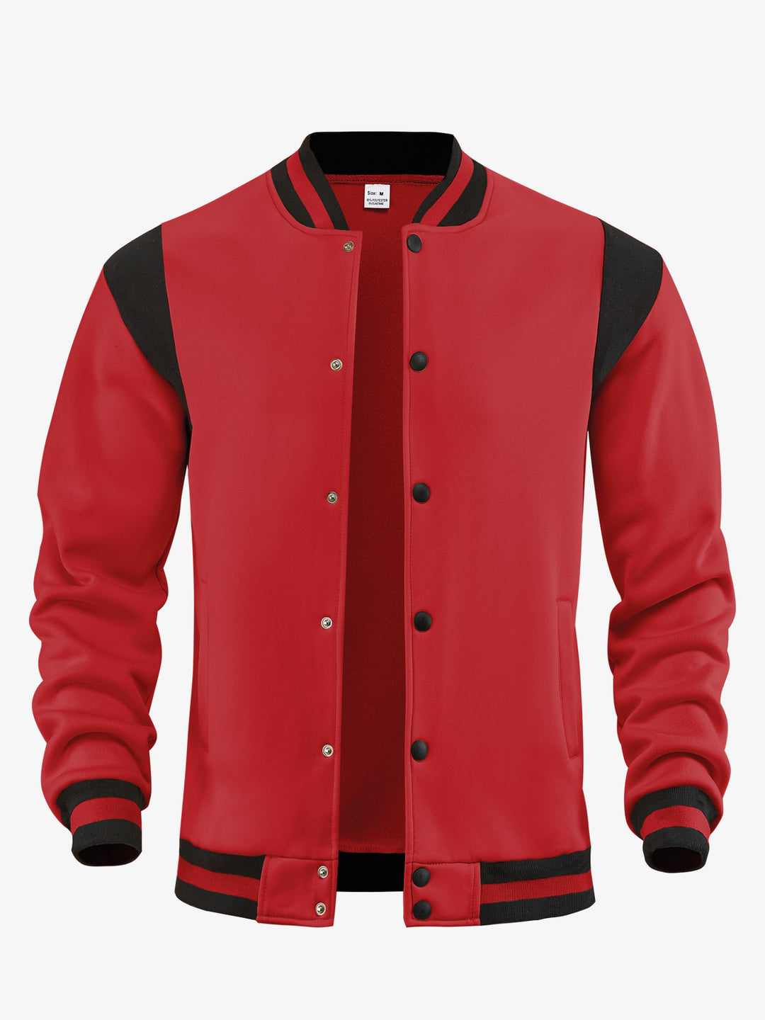 Herren nan legere Baseballjacke in Sweatqualität mit Druckknopfleiste geripptem Kragen und kontrastierendem Schulterbesatz Drune