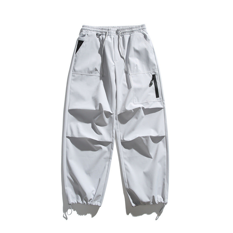 Unisex Technische Cargo-Joggerhose mit elastischem Bund, Reißverschlusstasche und Kordelzug Drune