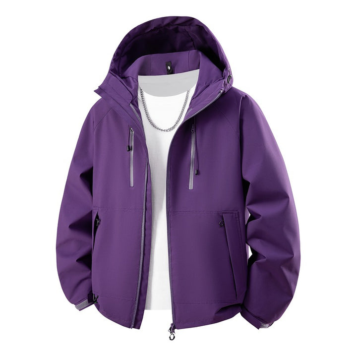 Herren matte Softshell-Kapuzenjacke mit verschweißten Nähten, Zweiwege-Reißverschluss und verstellbarem Kordelsaum Drune