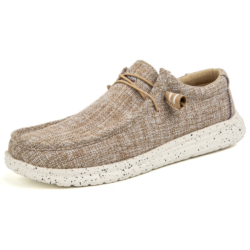 Herren Legerer Canvas-Mokassin-Slipper mit geflochtener Schnürung und gefleckter EVA-Sohle Drune