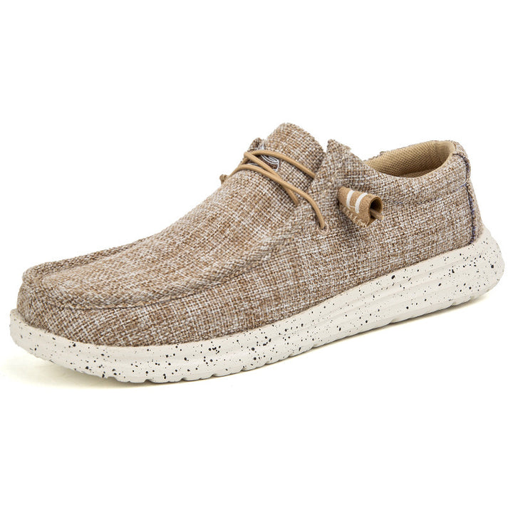 Herren Legerer Canvas-Mokassin-Slipper mit geflochtener Schnürung und gefleckter EVA-Sohle Drune