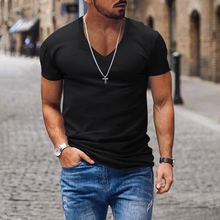 Herren lässiges V-Ausschnitt T-Shirt Drune