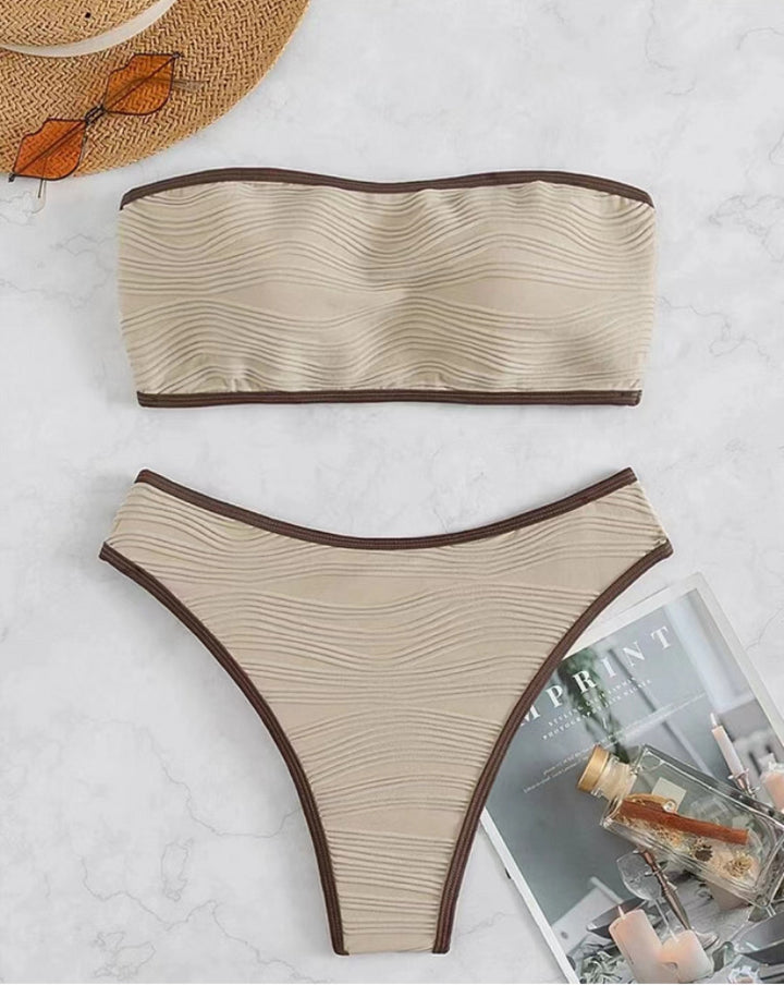 Damen Bandeau-Bikini-Set mit strukturiertem Design Drune