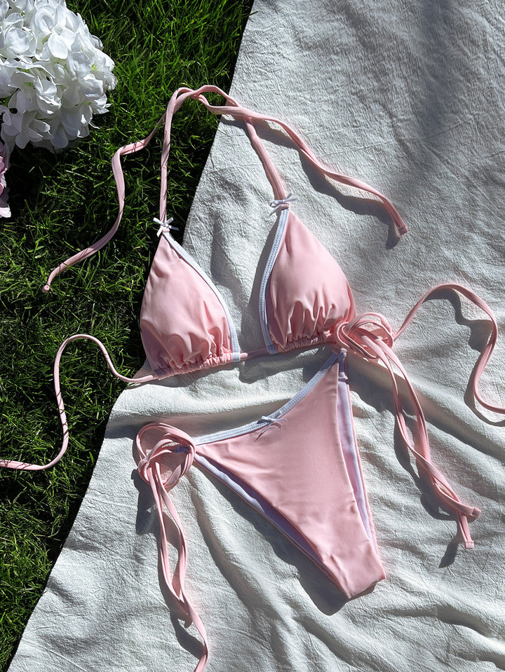 Damen Triangel-Bikini mit verstellbaren Bindebändern und femininen Akzenten Drune