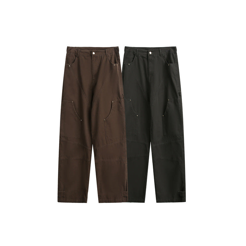 Damen Weite High‑Waist Cargo‑Hose mit Multifunktionstaschen und verstellbarem Saum Drune