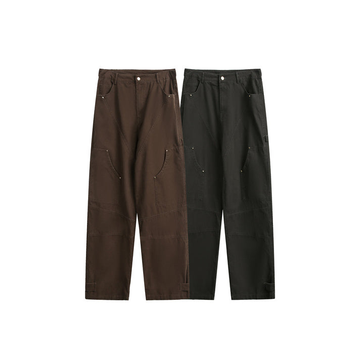 Damen Weite High‑Waist Cargo‑Hose mit Multifunktionstaschen und verstellbarem Saum Drune
