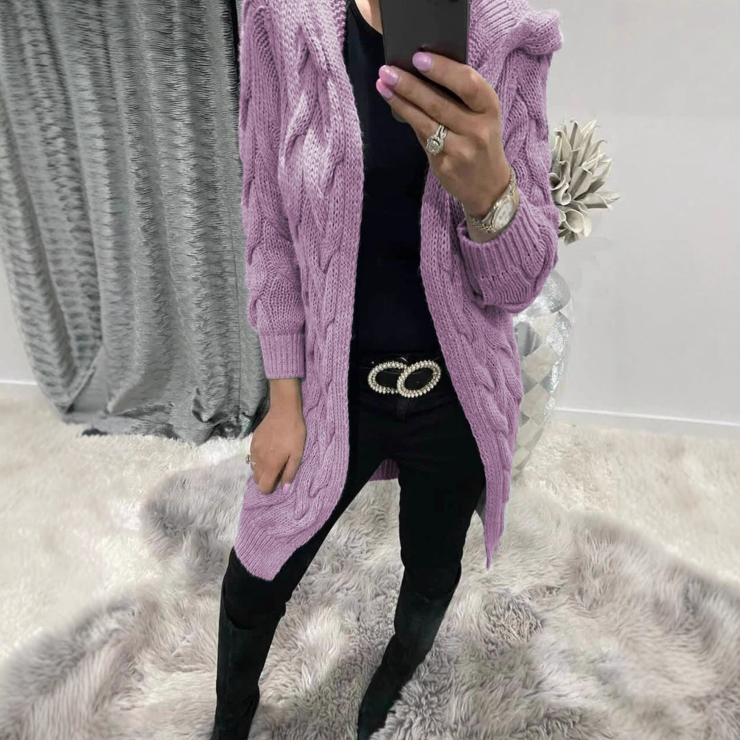 Damen Strickmantel mit praktischem Kapuzendesign Drune