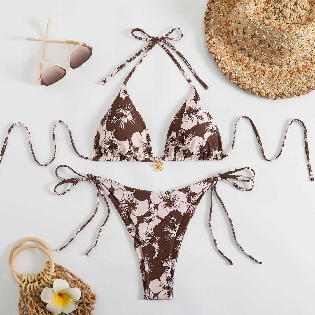 Damen Triangel-Bikini mit verspieltem Floral-Design Drune