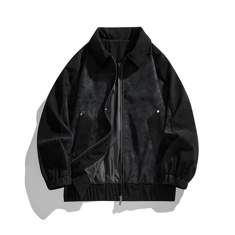Herren Kunstvelours‑Bomberjacke im Oversize‑Boxy‑Cut mit Zwei‑Wege‑Reißverschluss & elastischem Saum Drune