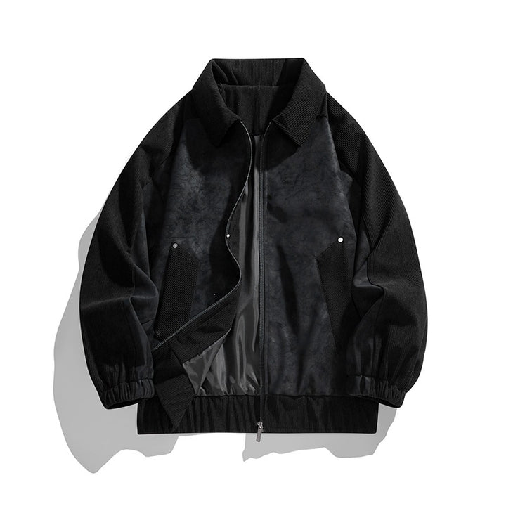 Herren Kunstvelours‑Bomberjacke im Oversize‑Boxy‑Cut mit Zwei‑Wege‑Reißverschluss & elastischem Saum Drune