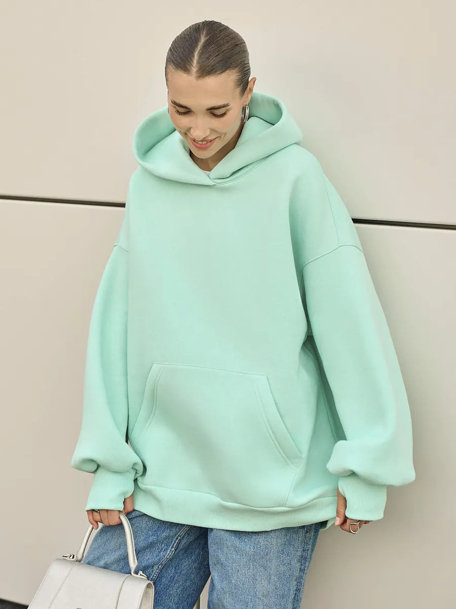Damen Oversized Kapuzenpullover mit extra weitem Schnitt und Kängurutasche Drune