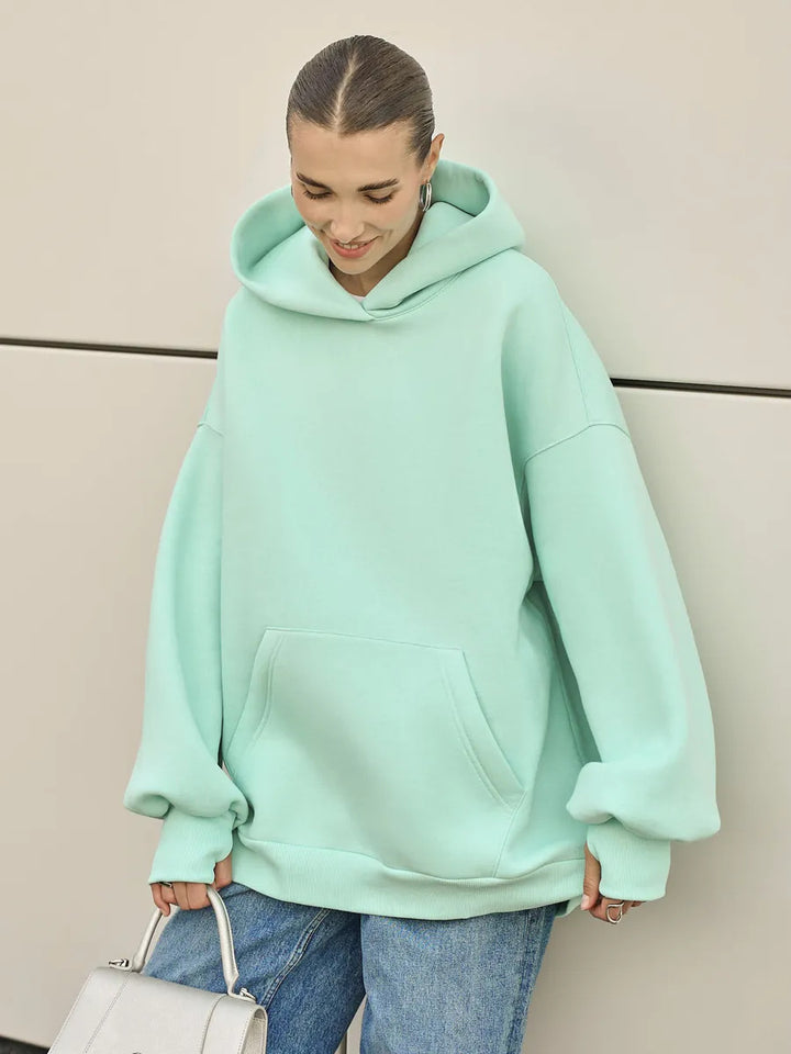 Damen Oversized Kapuzenpullover mit extra weitem Schnitt und Kängurutasche Drune