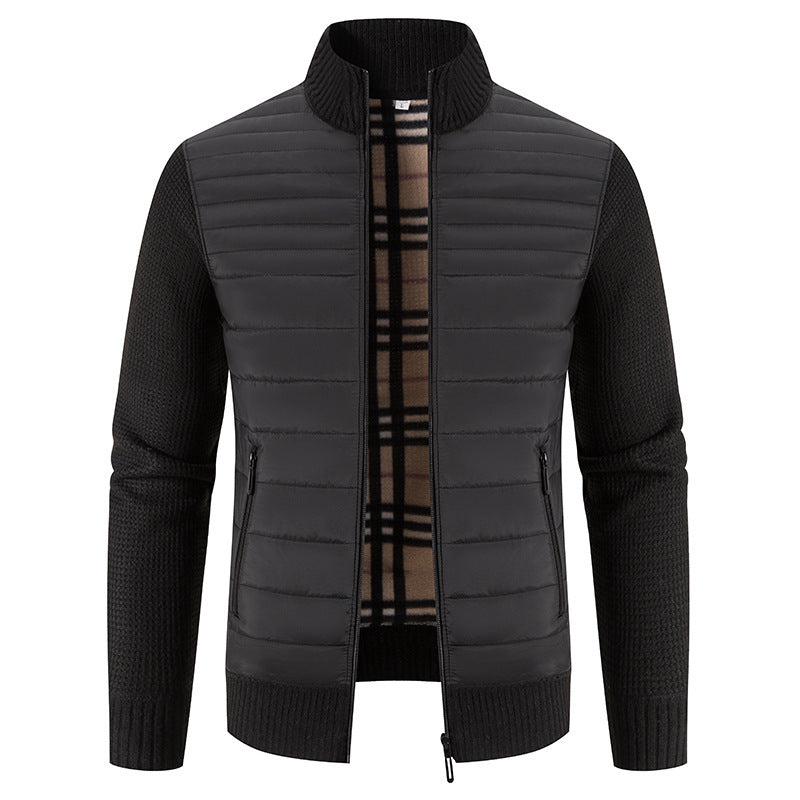 Herren Steppjacke mit modernem Strickärmeln und hohem Kragen Drune